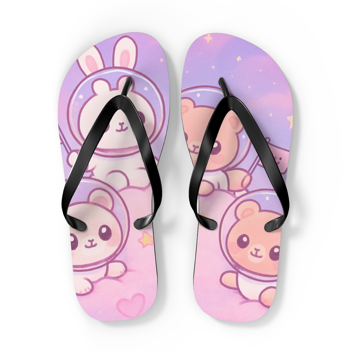 Cotton Candy Moon Critters personalized beach flip flops