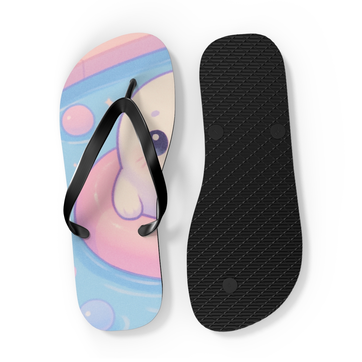 Cotton Candy Seal Float designer logo flip flops