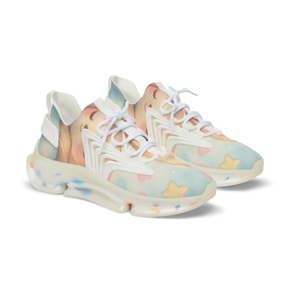 Cotton Candy Sloth Naps unique printed sneakers