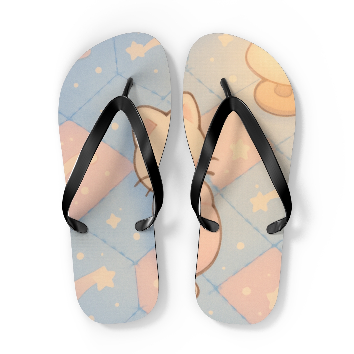 Cozy Comet Cat Nap Quilt unique graphic flip flops