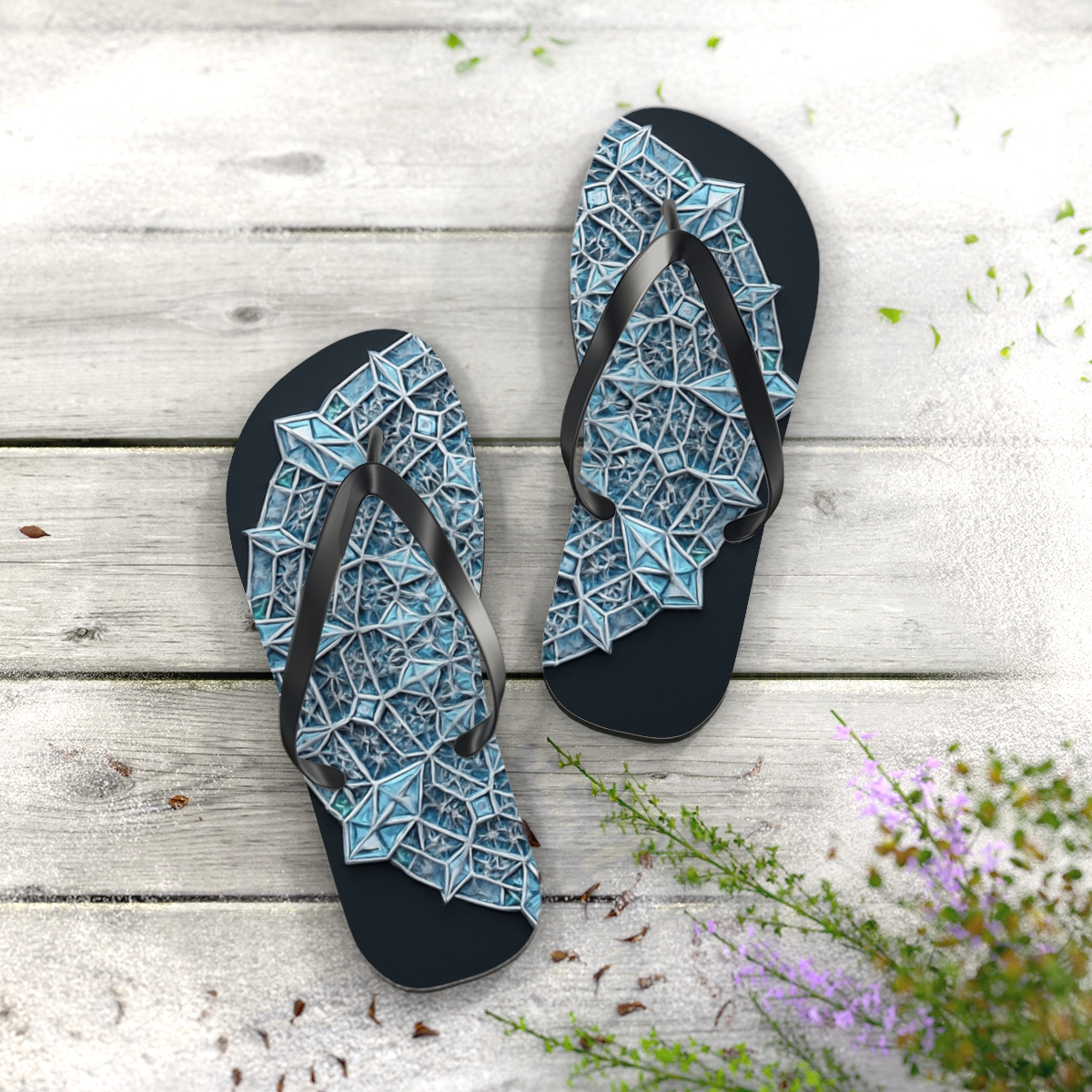 Crystal Lattice Halo Mandala stylish summer flip flops