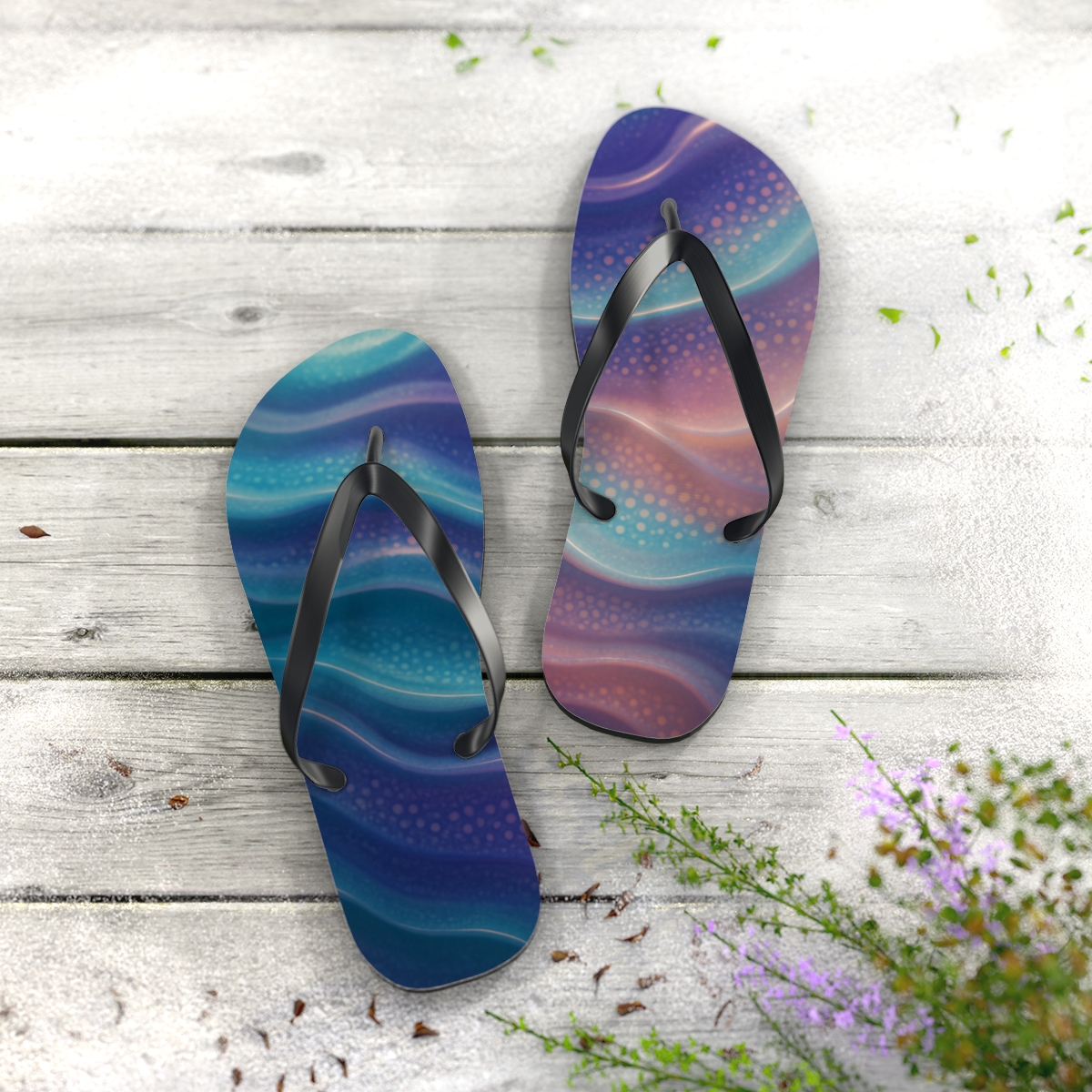 Cuttlefish Chromatic Veil Pulse personalized beach flip flops