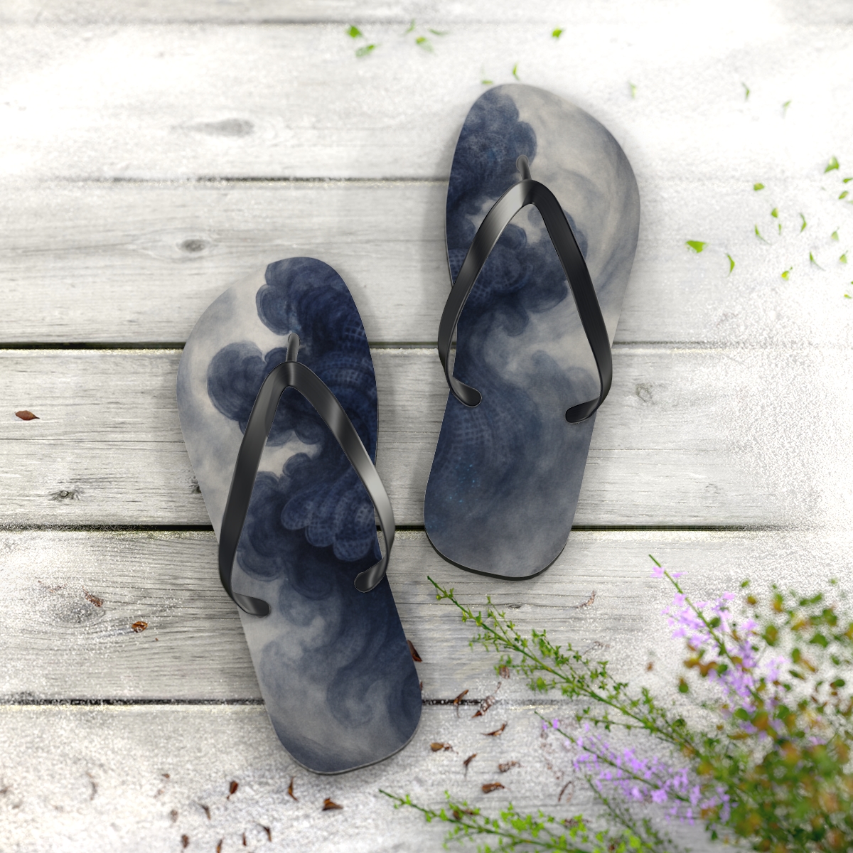 Cuttlefish Ink Bloom Cipher trendy printed flip flops