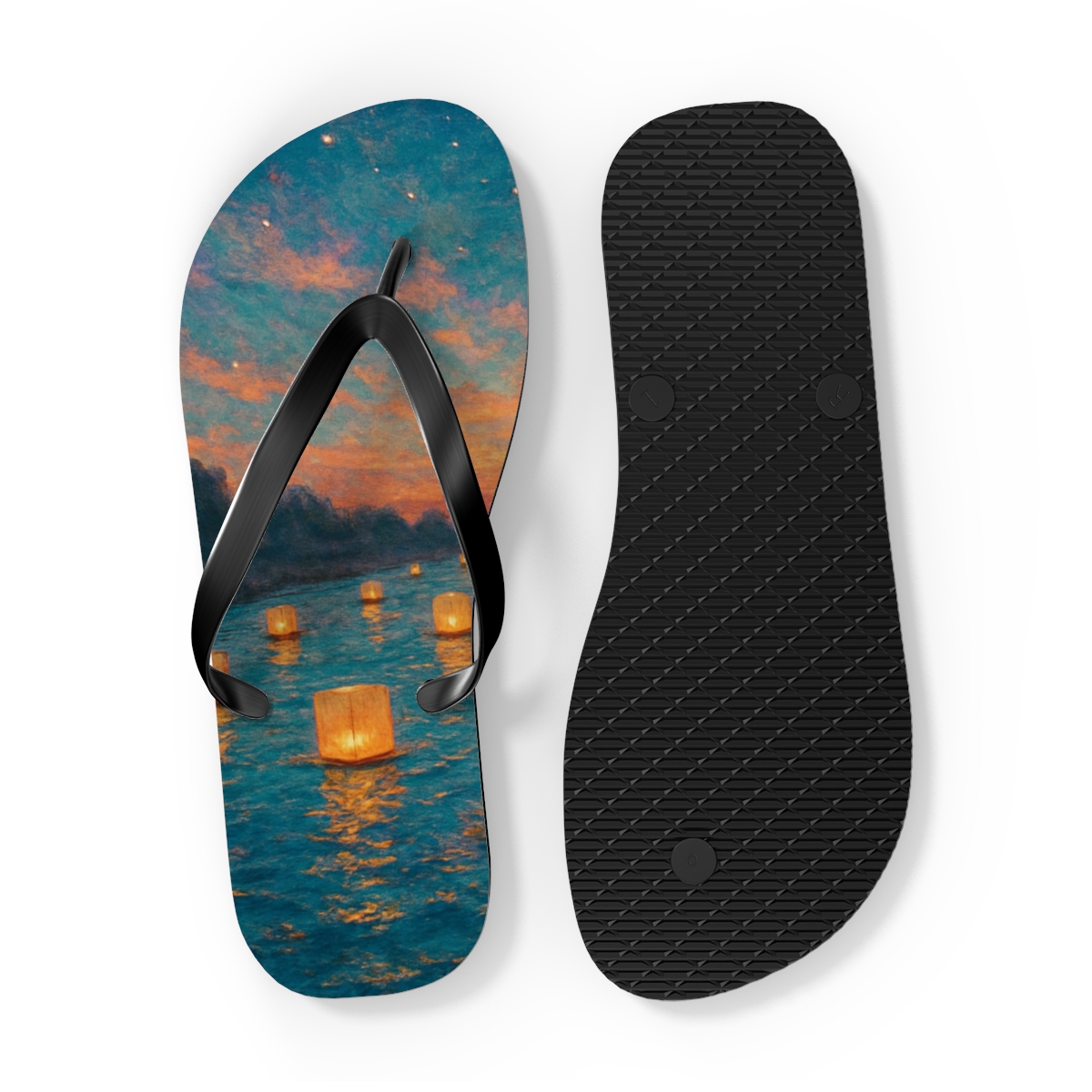 Midsummer Lantern Drift stylish summer flip flops