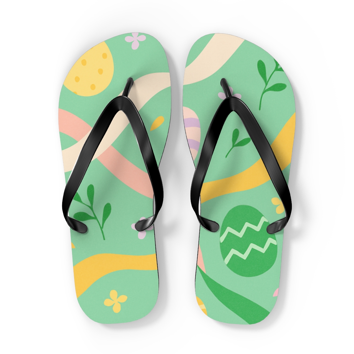 Spring Equinox Ribbon Egg Garden personalized beach flip flops
