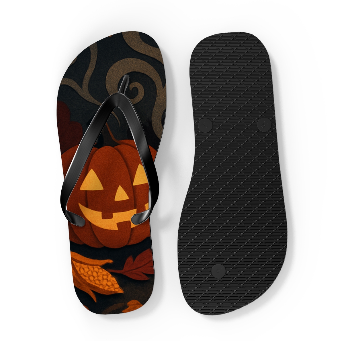 Harvest Halloween Lantern Parade personalized beach flip flops