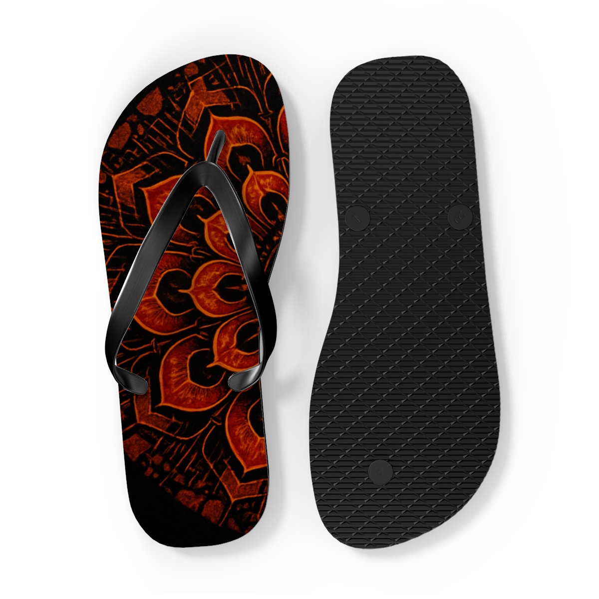 Ember Sunburst Petal Circuit personalized beach flip flops