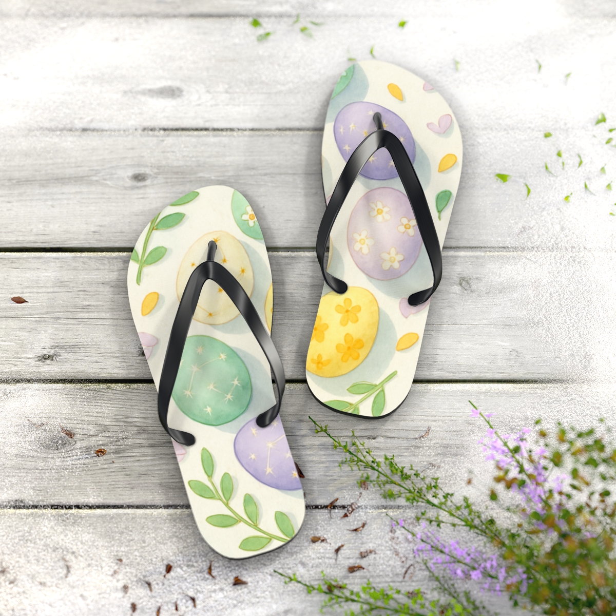 Spring Equinox Eggshell Constellations comfortable casual flip flops