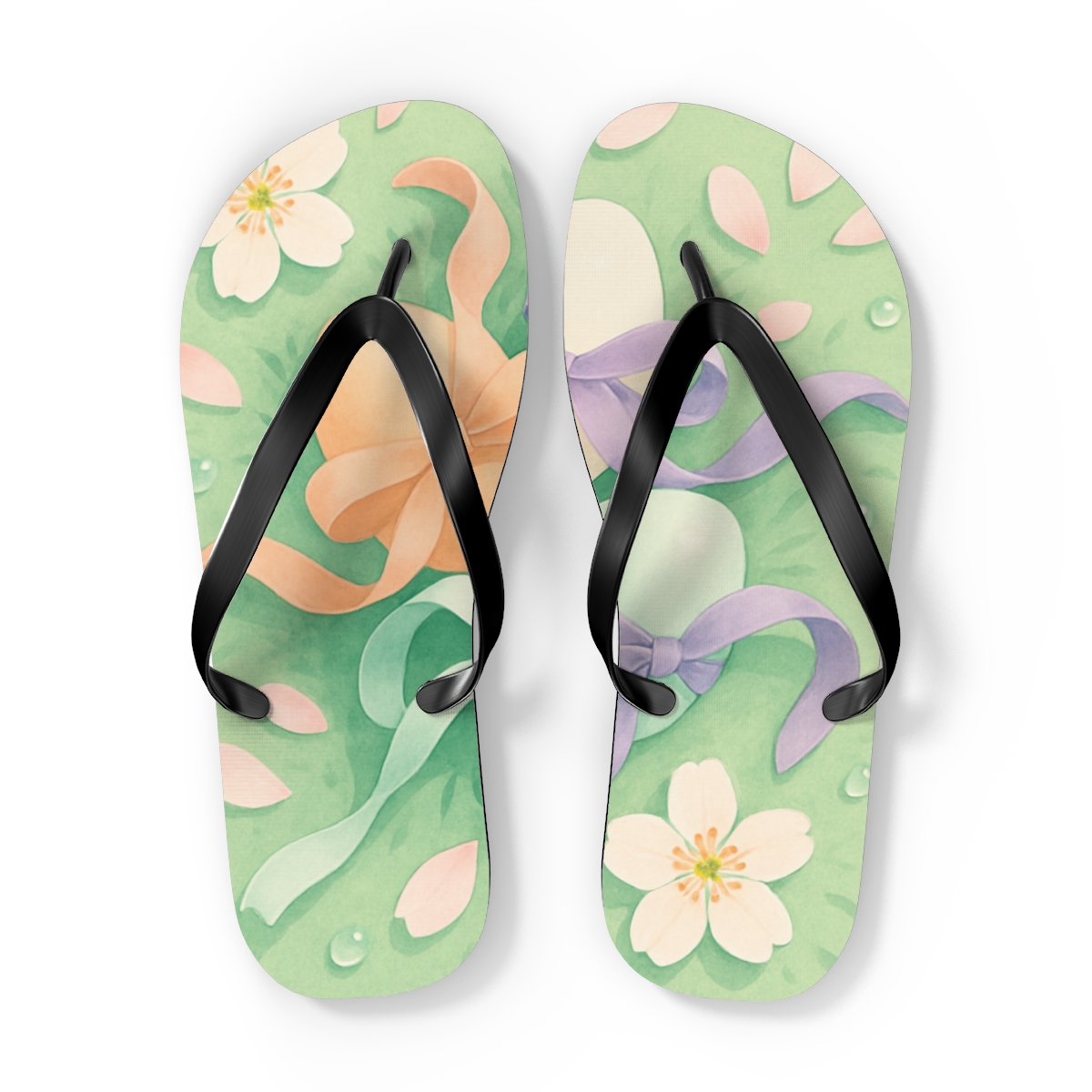 Spring Equinox Ribbon Eggs unique graphic flip flops