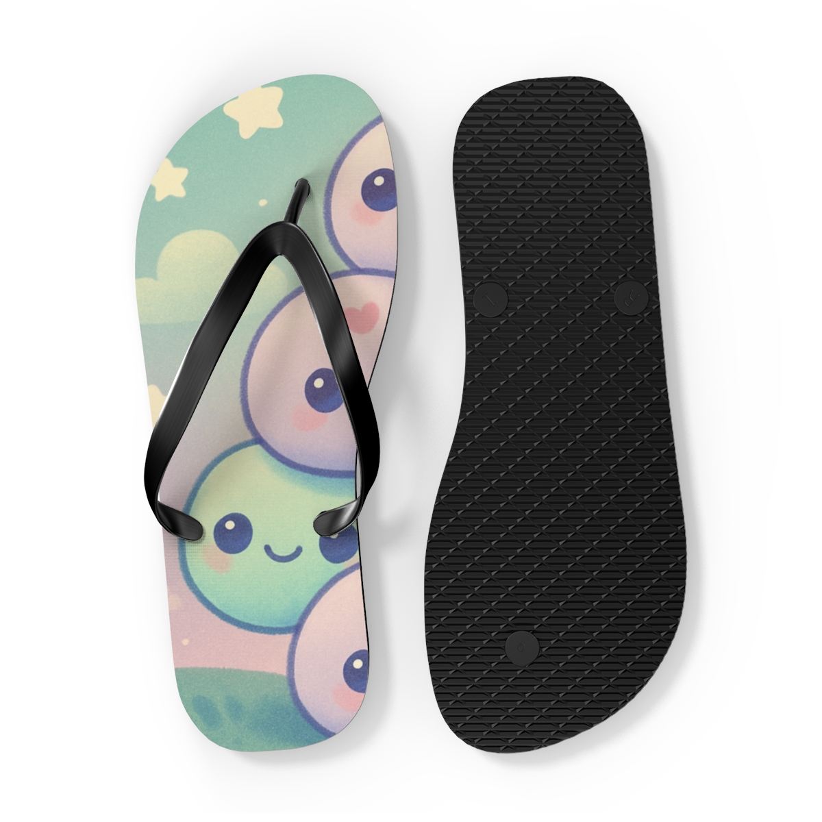 Mochi Moon Pals colorful rubber flip flops