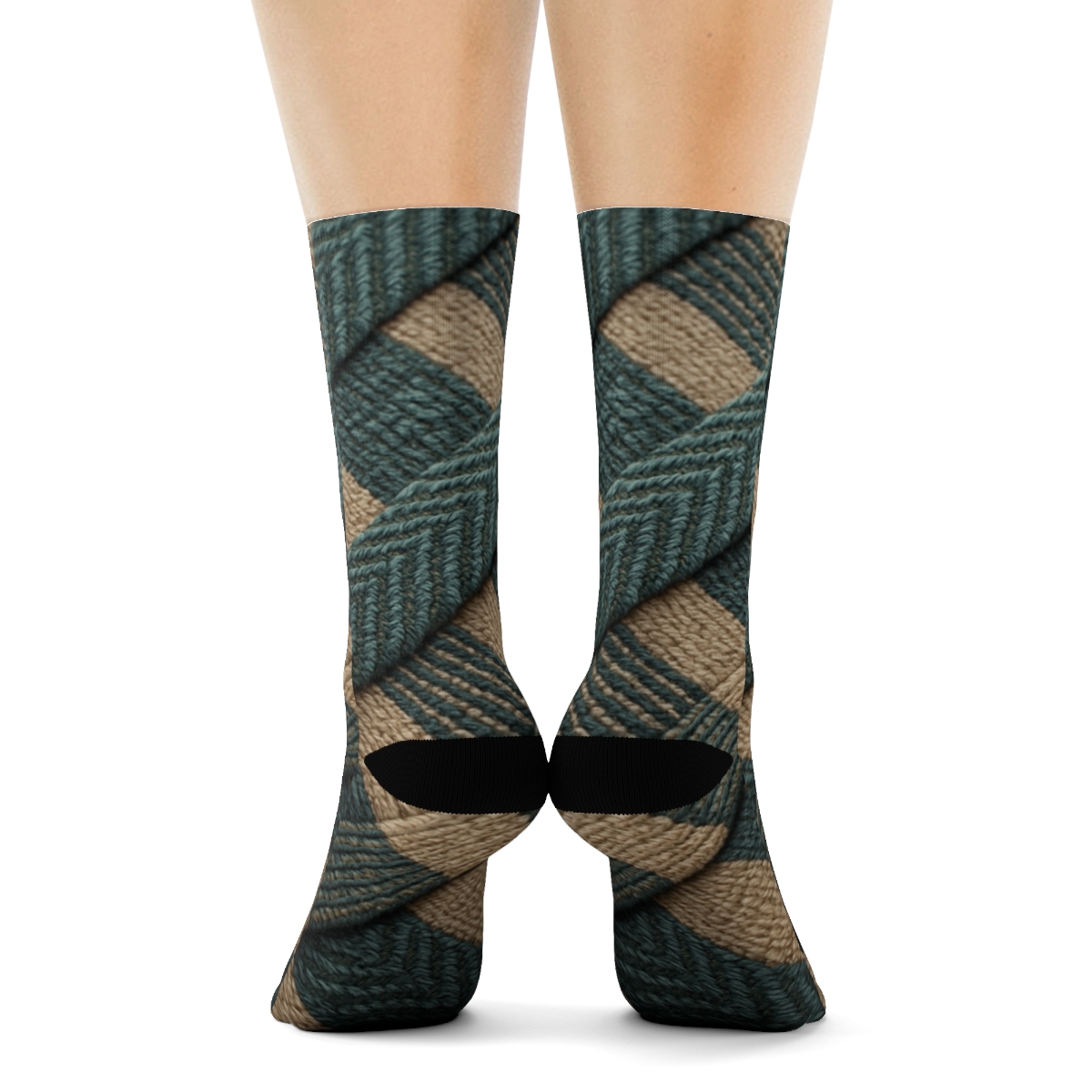 Woven Herringbone Stripe Interlock unique printed socks
