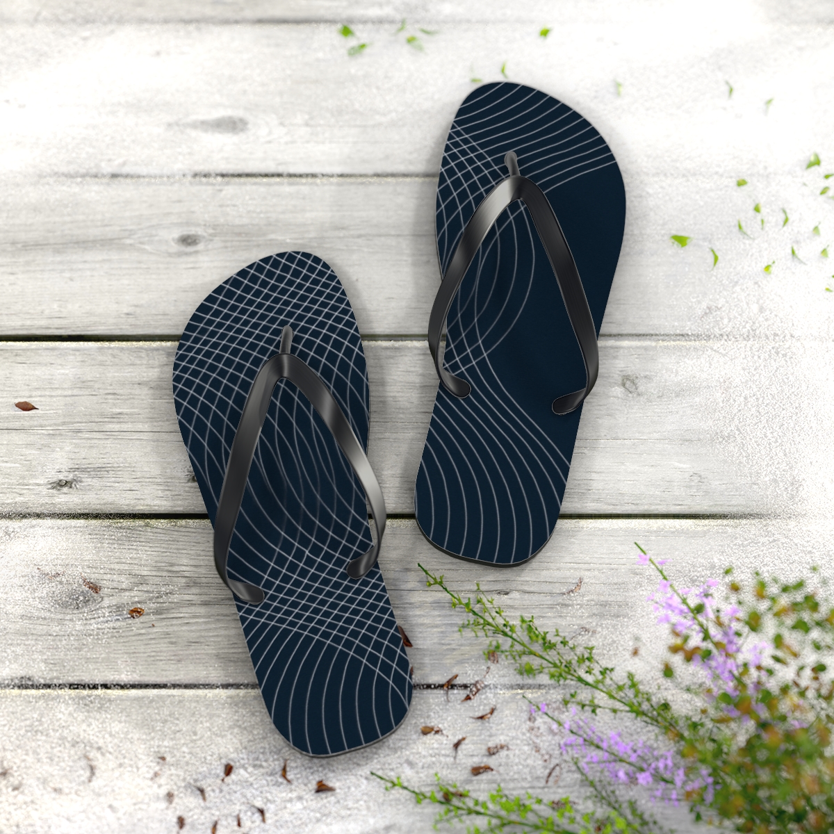 Moire Orbit Weave unique graphic flip flops