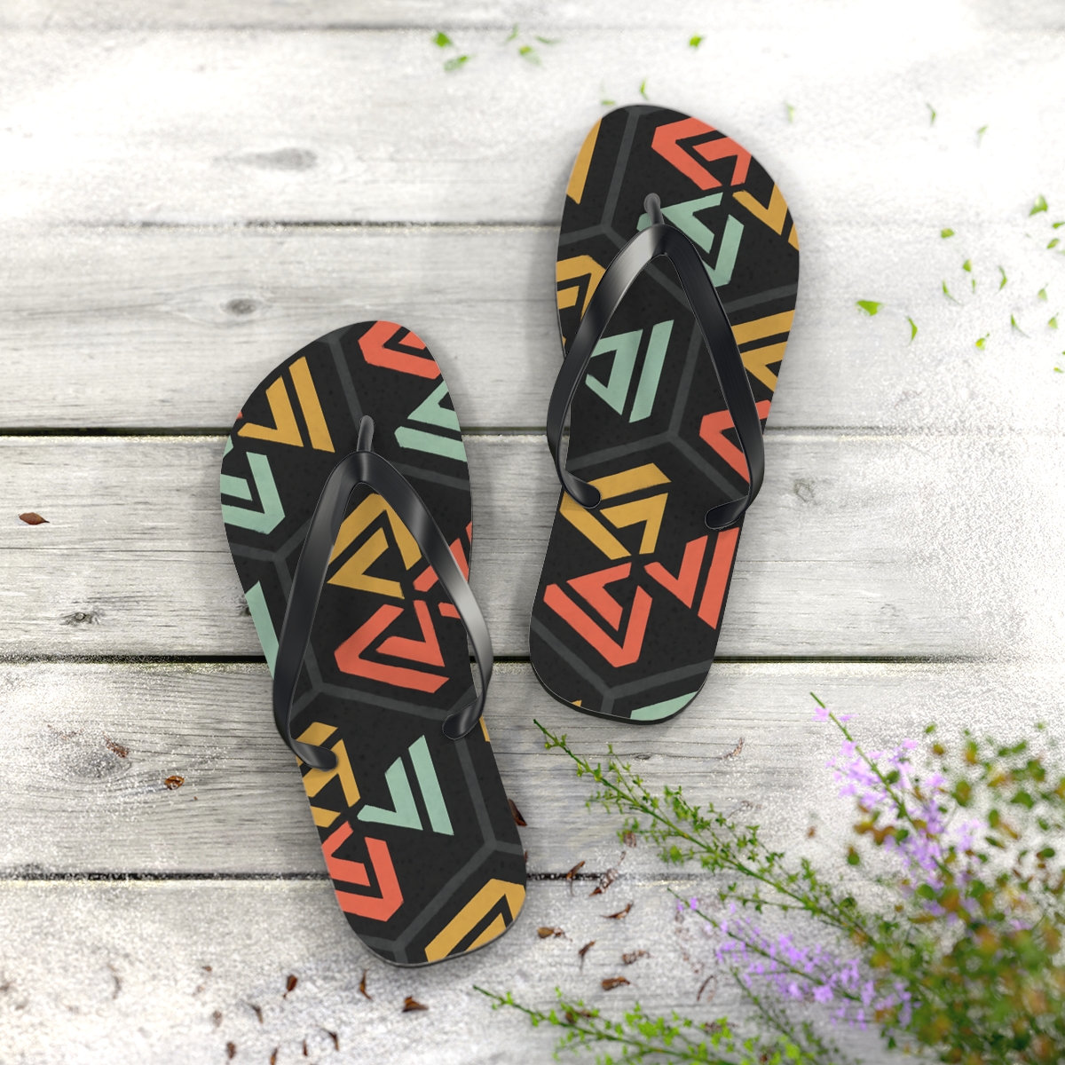 Hex Pinwheel Tessellation Drift comfortable casual flip flops