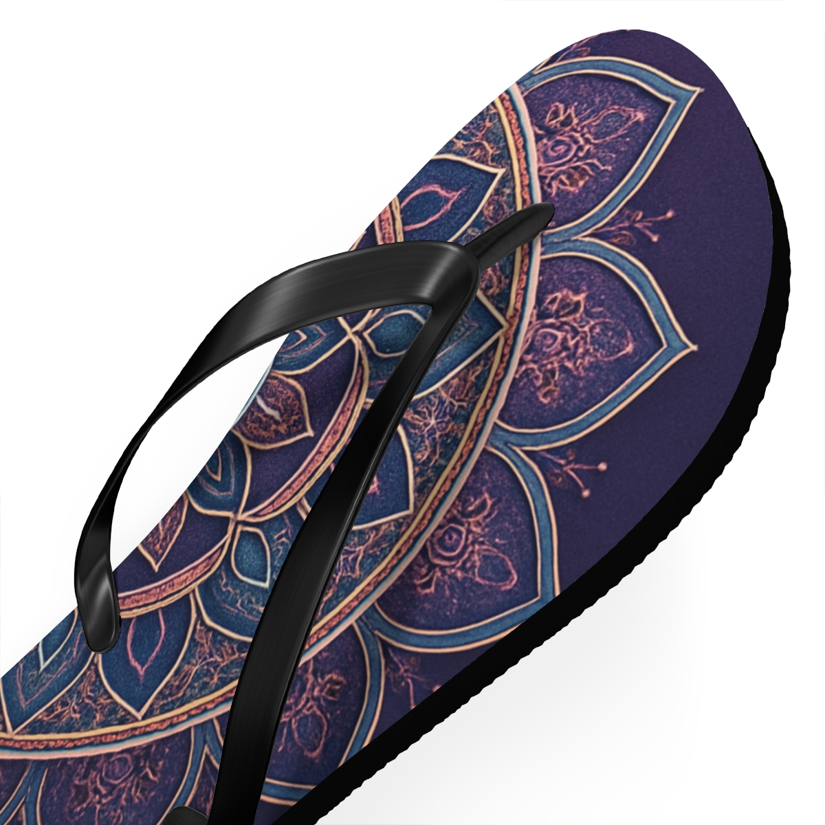 Prismatic Orbit Filigree designer logo flip flops