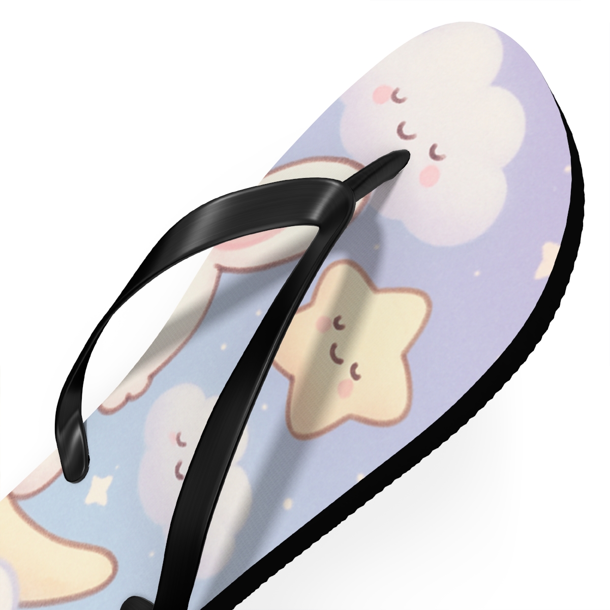 Pastel Moon Bunny Dreams designer logo flip flops