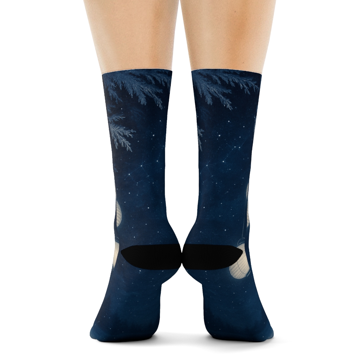 Starlit Winter Lantern Orchard comfortable cotton socks