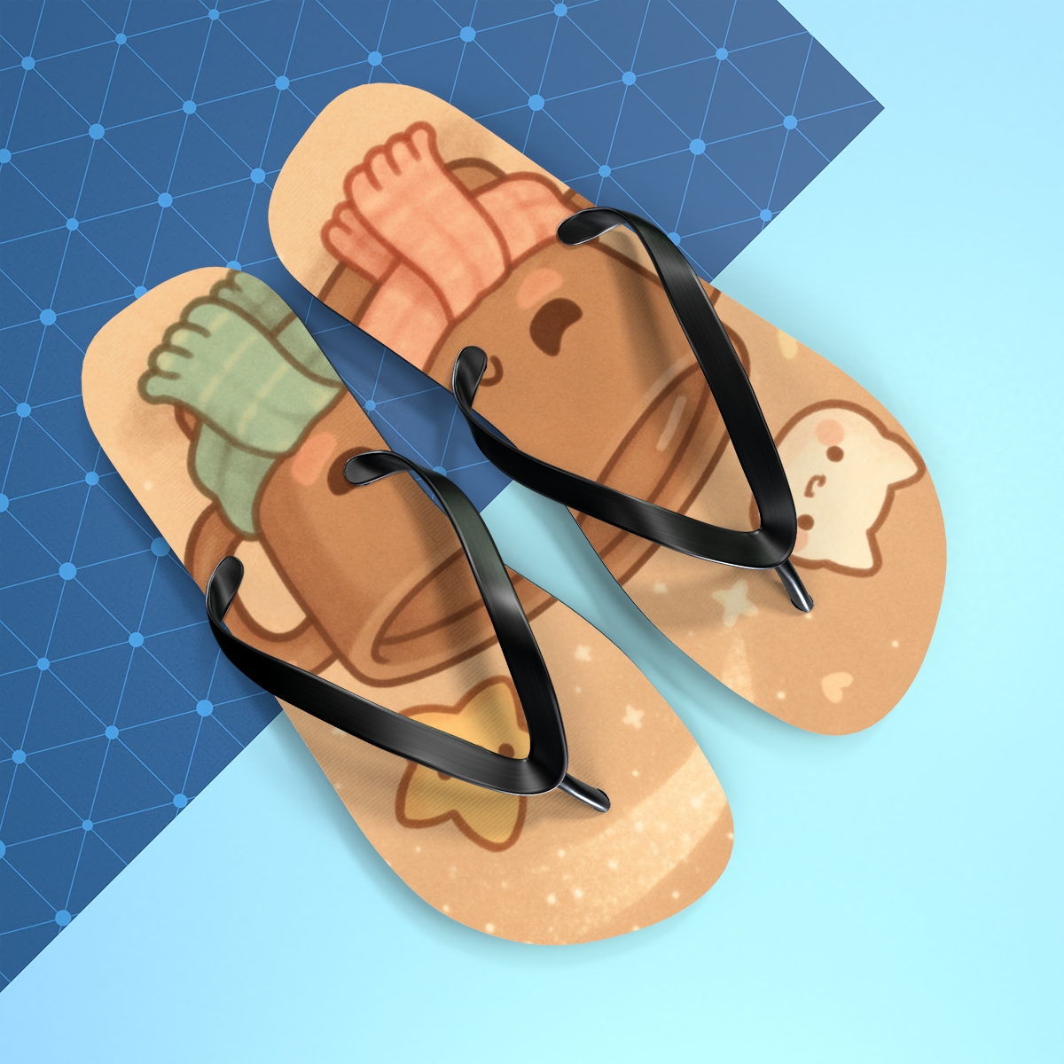 Sleepy Comet Cocoa Friends trendy printed flip flops