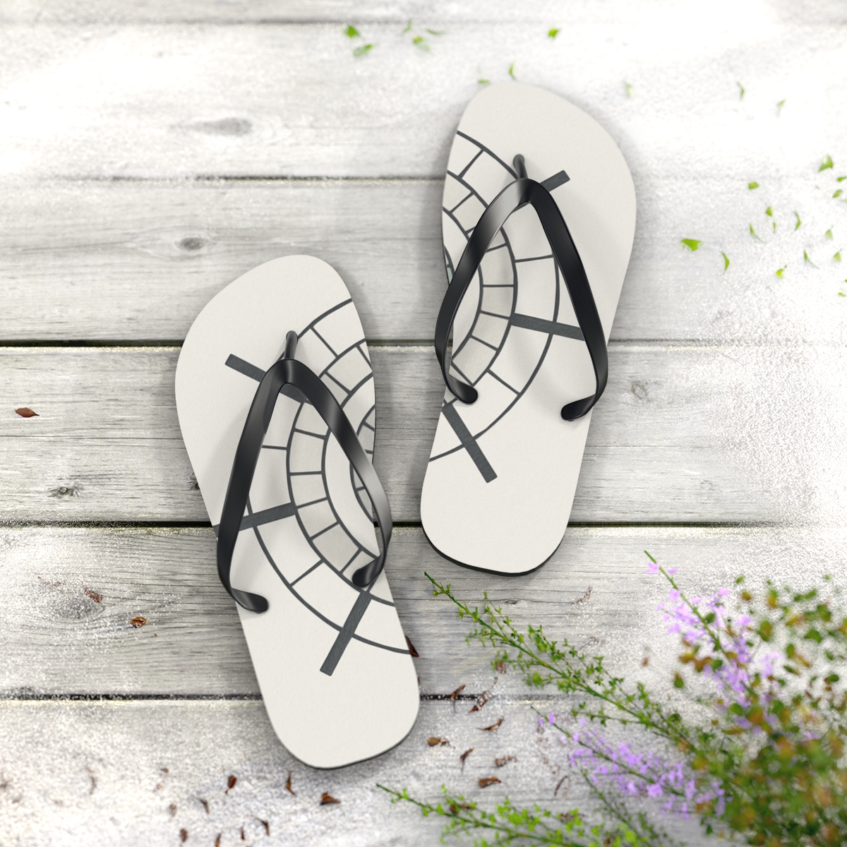 Minimal Starcell Concentric Grid designer logo flip flops
