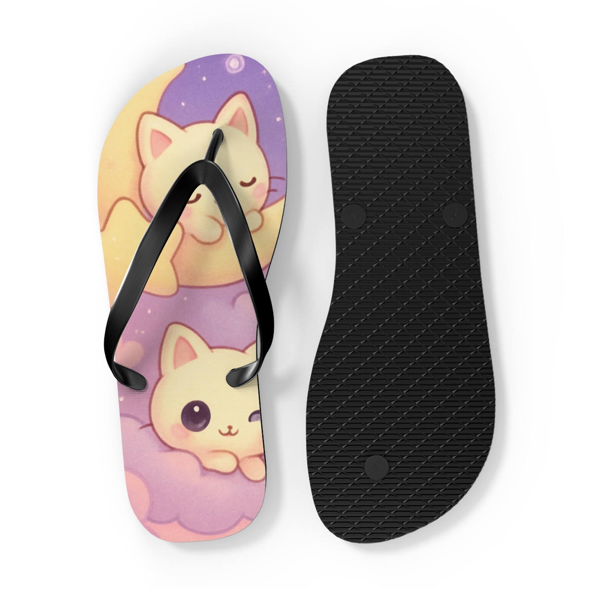 Cotton Candy Moon Kittens soft sole flip flops