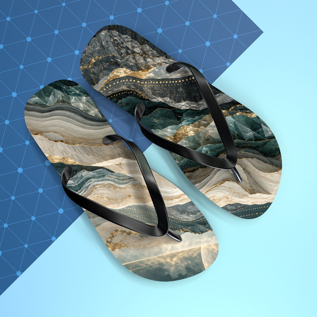 Crystalline Drift Fold Array comfortable casual flip flops [AI-57691e48-c55c206216fa]