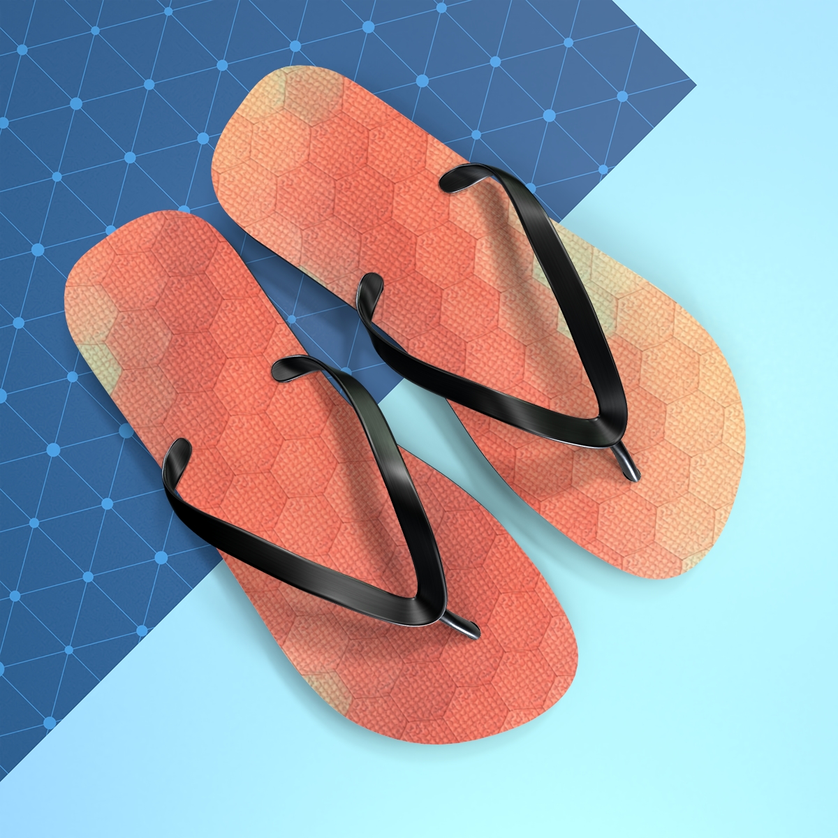 Hex Microcell Gradient Tiling trendy printed flip flops
