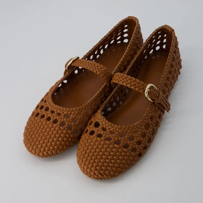  Womens Windsor Woven Mary Jane Flat Soft and Comfortable Weave Ballet Flat for Women