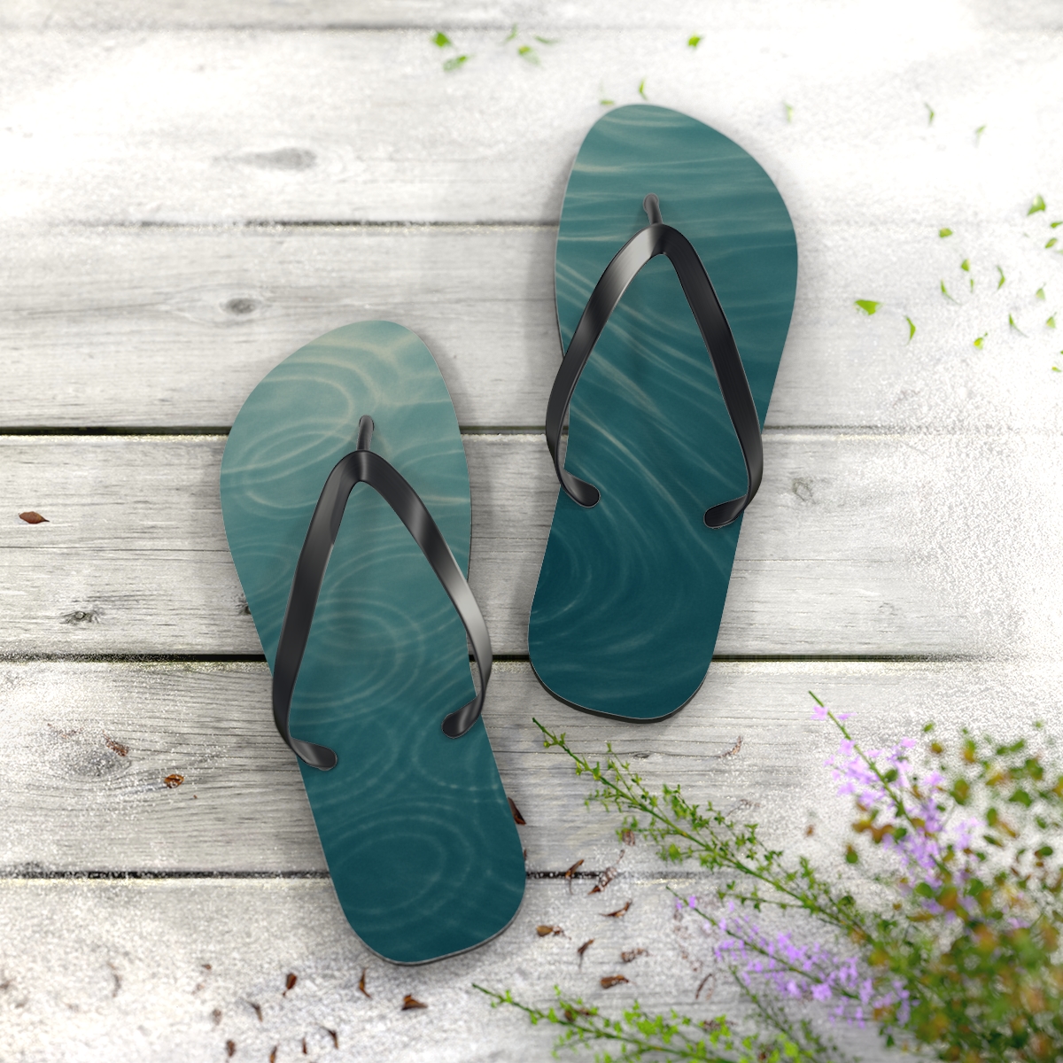 Mist Eddy Ripple Field trendy printed flip flops