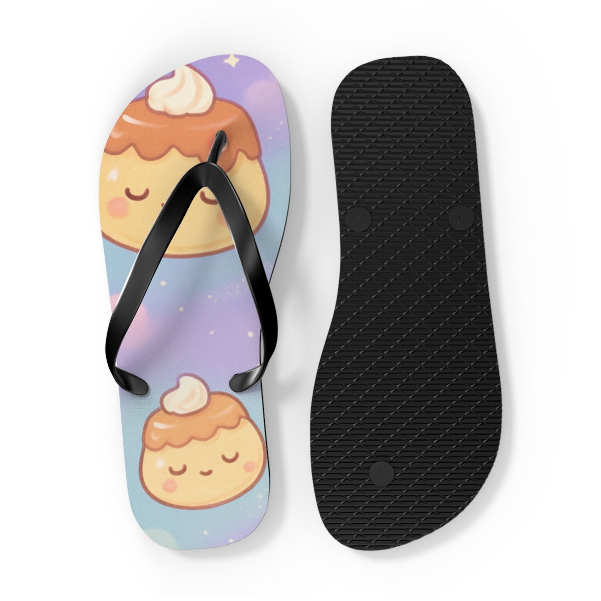 Pastel Planet Pudding Parade trendy printed flip flops