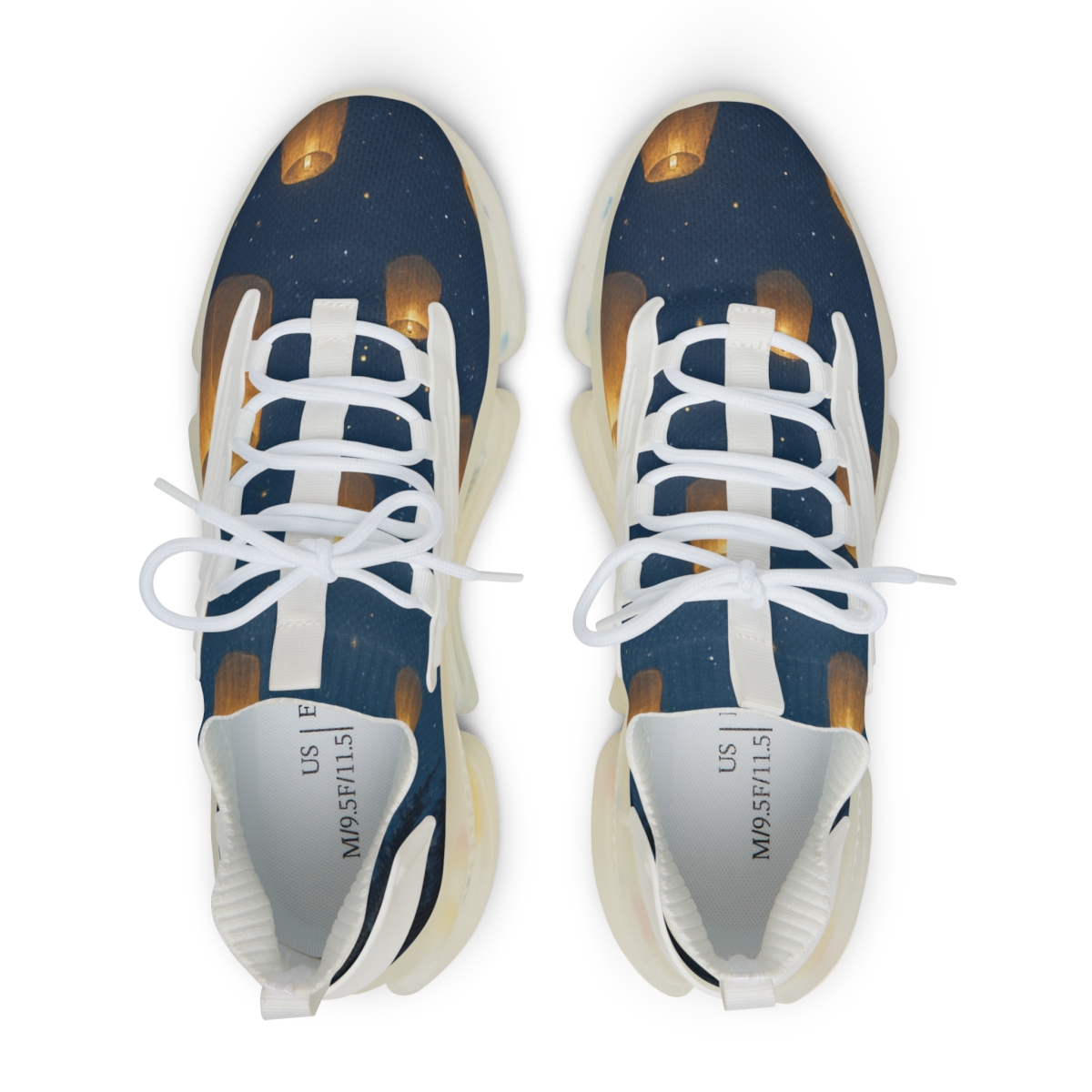 Lanterns In Winter Starlight personalized athletic sneakers