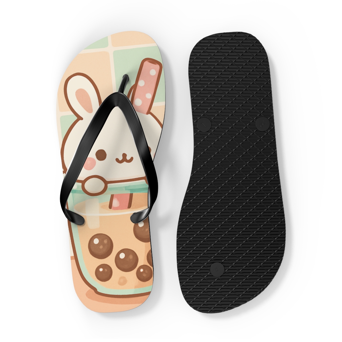Pastel Boba Bunny Walks Flip Flops