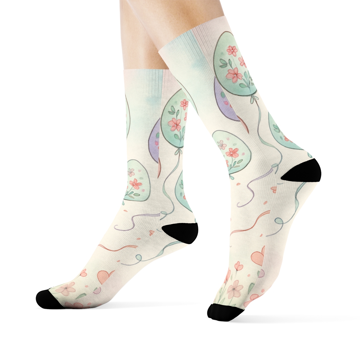 Spring Eggshell Blossom Parade designer logo socks
