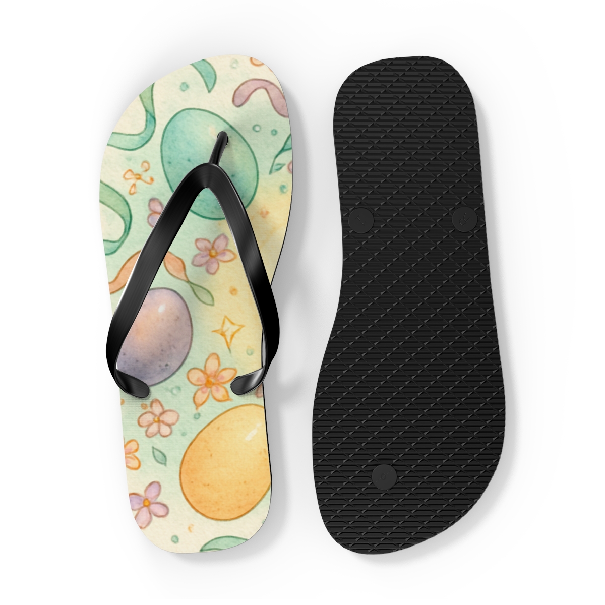 Spring Eggshell Nebula Parade custom flip flops