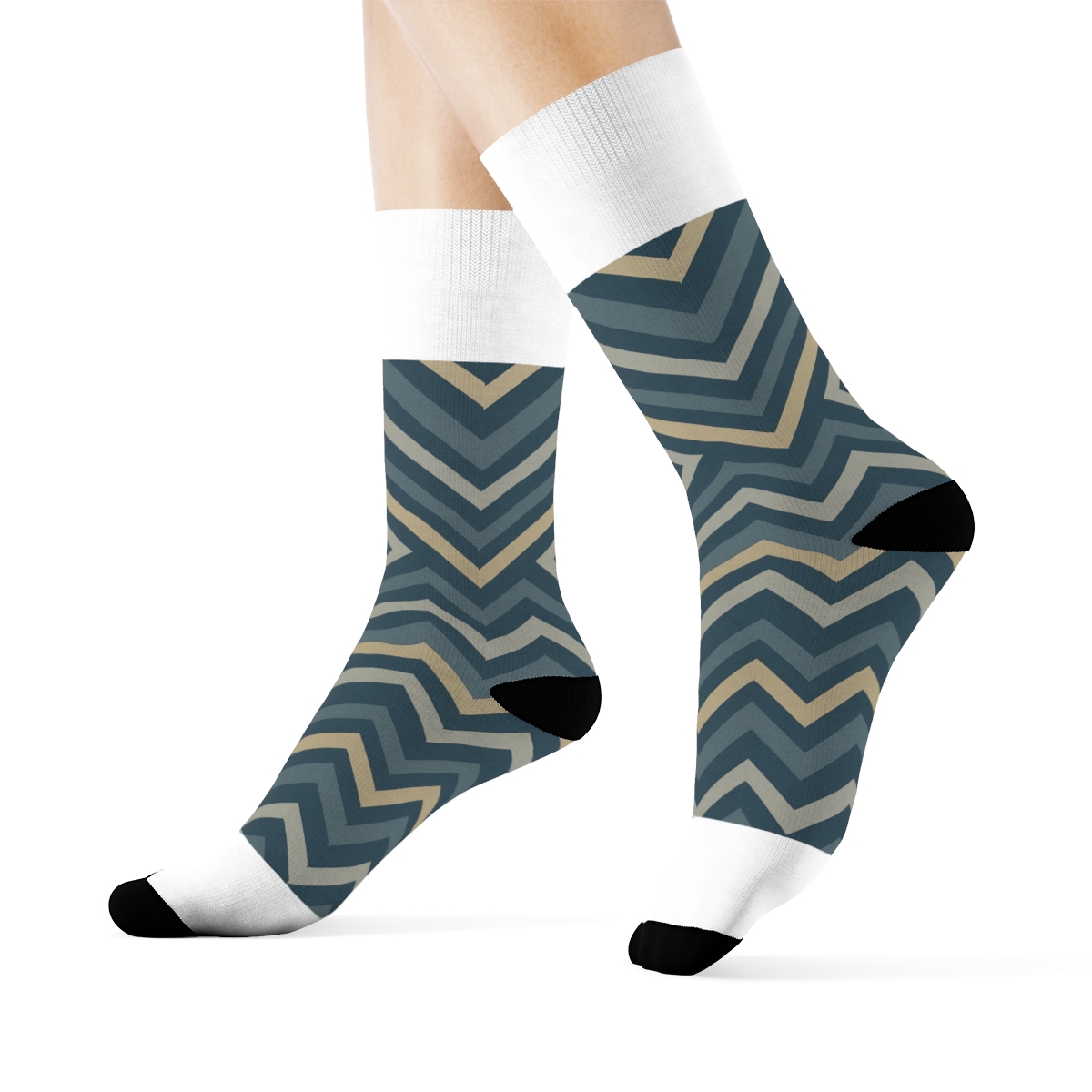 Navy Wave Patterned Comfort Socks