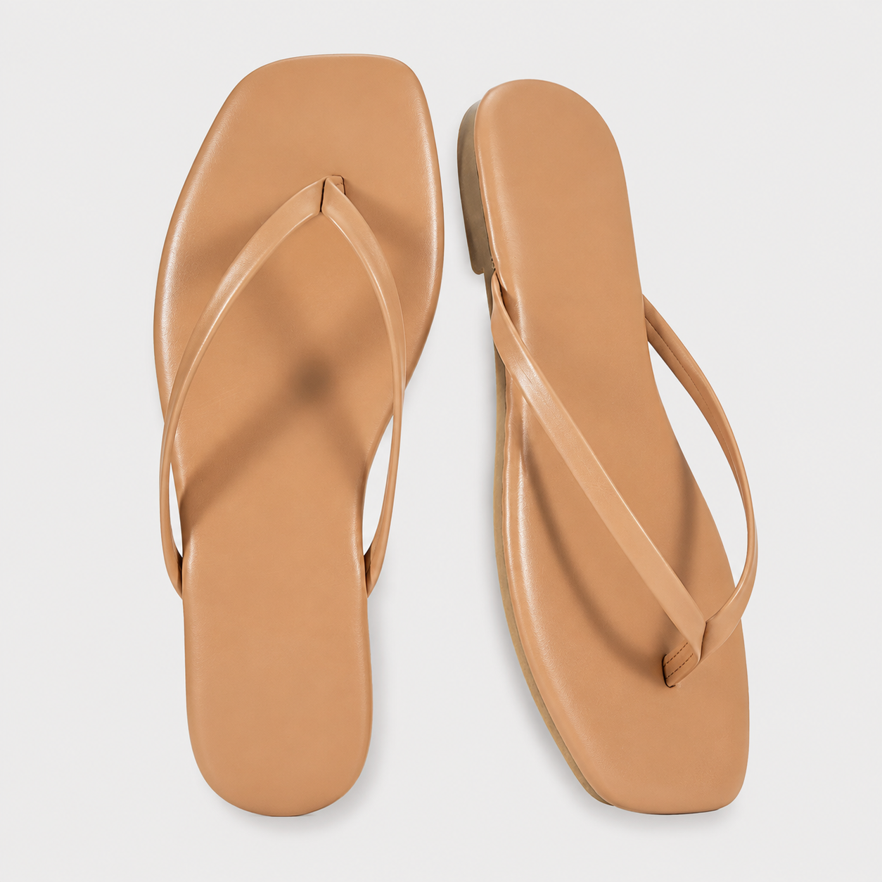 Memory Foam Vegan Leather Flip Flop Sandals For Women