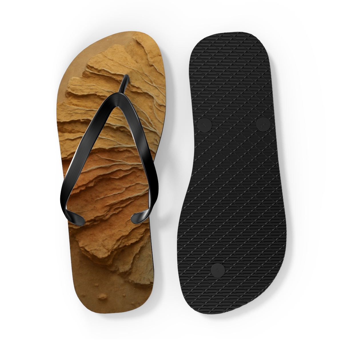 Fractured Sediment Fan designer logo flip flops