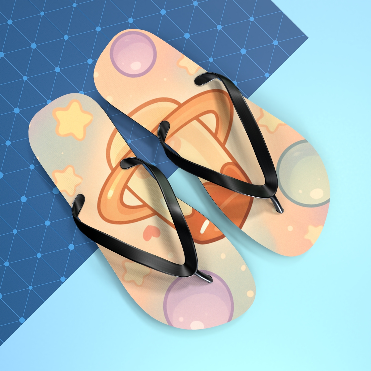 Pastel Planet Pudding Pals comfortable casual flip flops