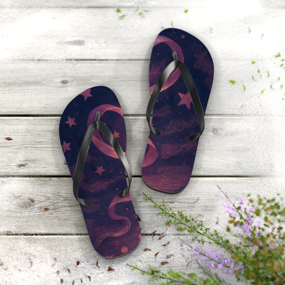 Valentine Aurora Ribbon Night soft sole flip flops