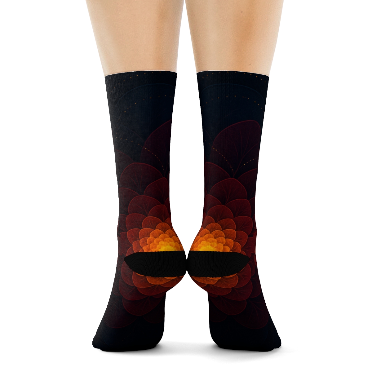 Marigold Orbit Fractal trendy colorful socks