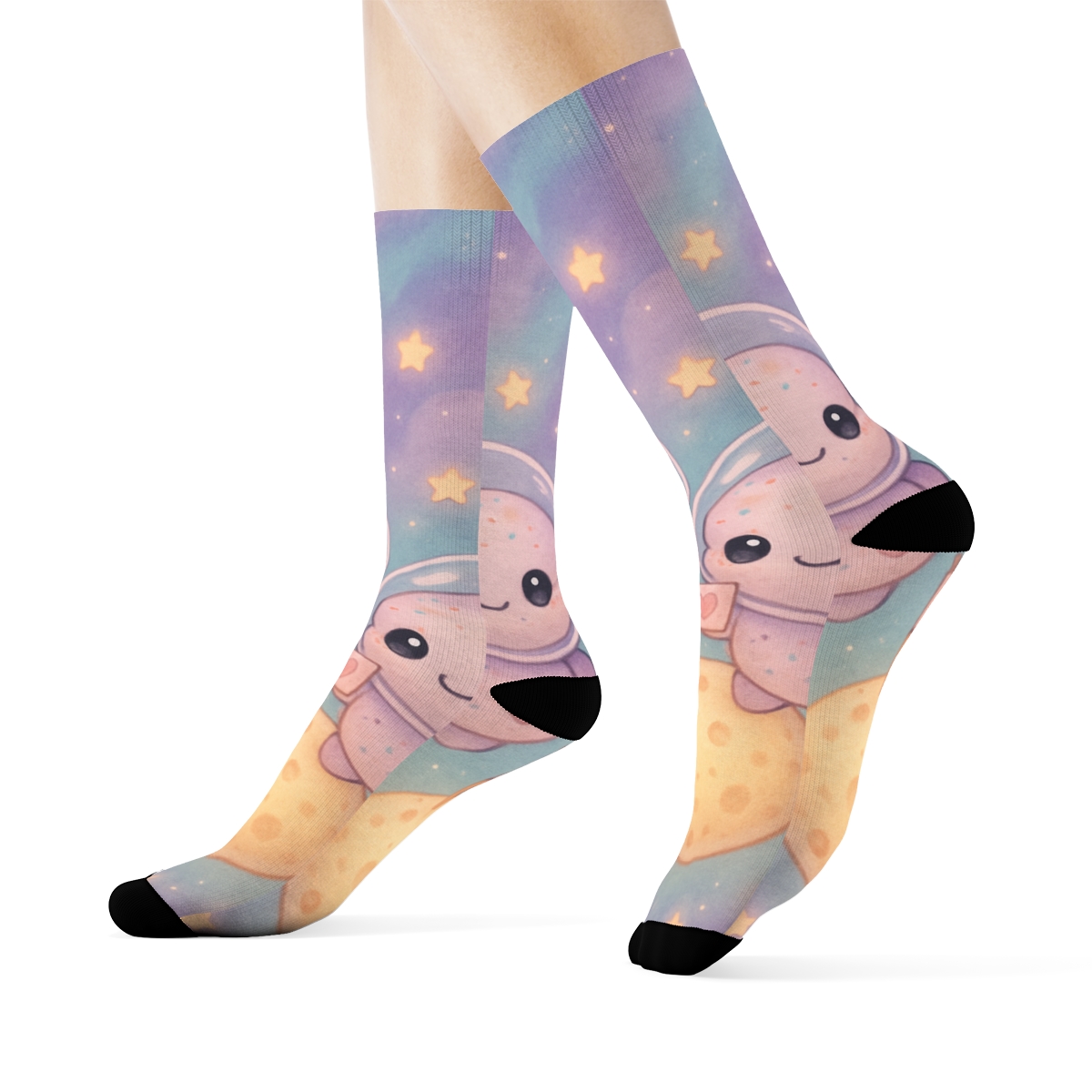 Cosmic Macaron Astronauts personalized cozy socks