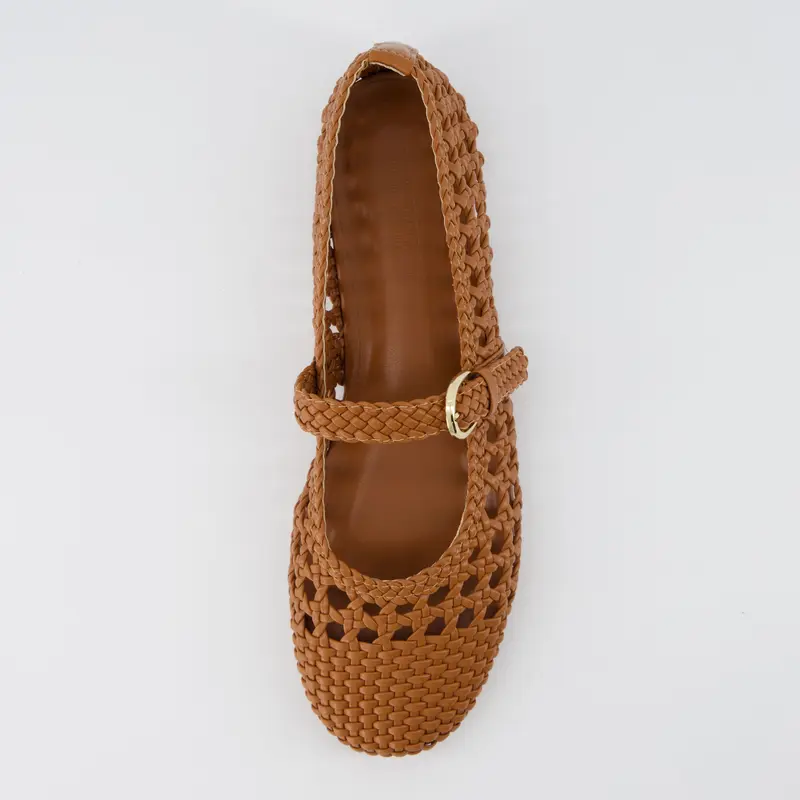  Womens Windsor Woven Mary Jane Flat Soft and Comfortable Weave Ballet Flat for Women