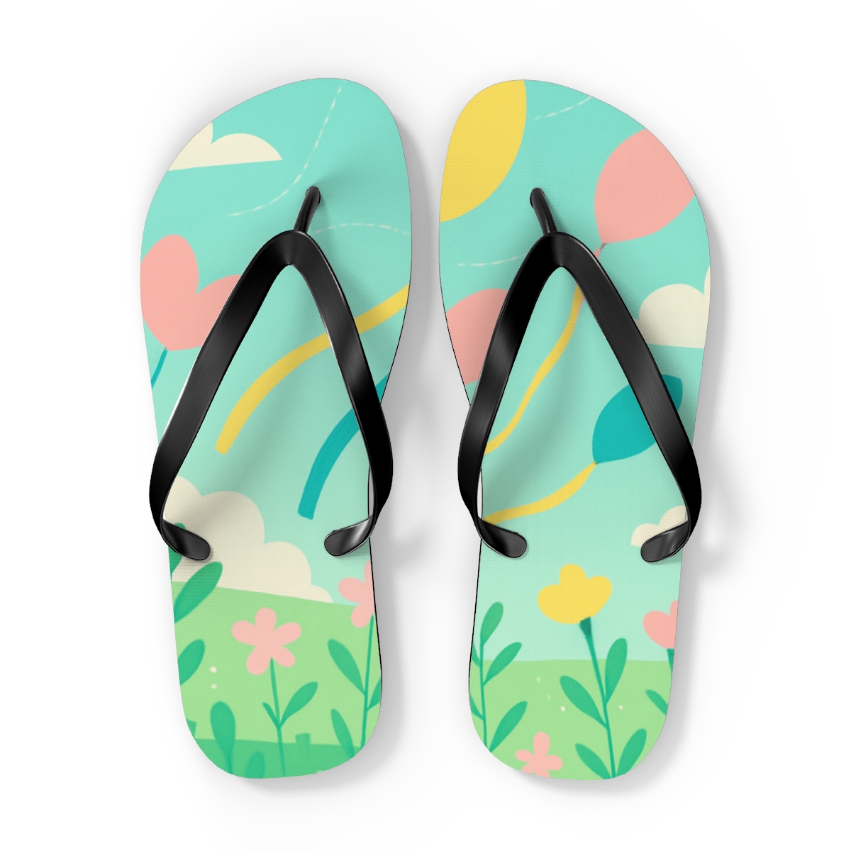 Spring Equinox Ribbon Kite Constellations personalized beach flip flops