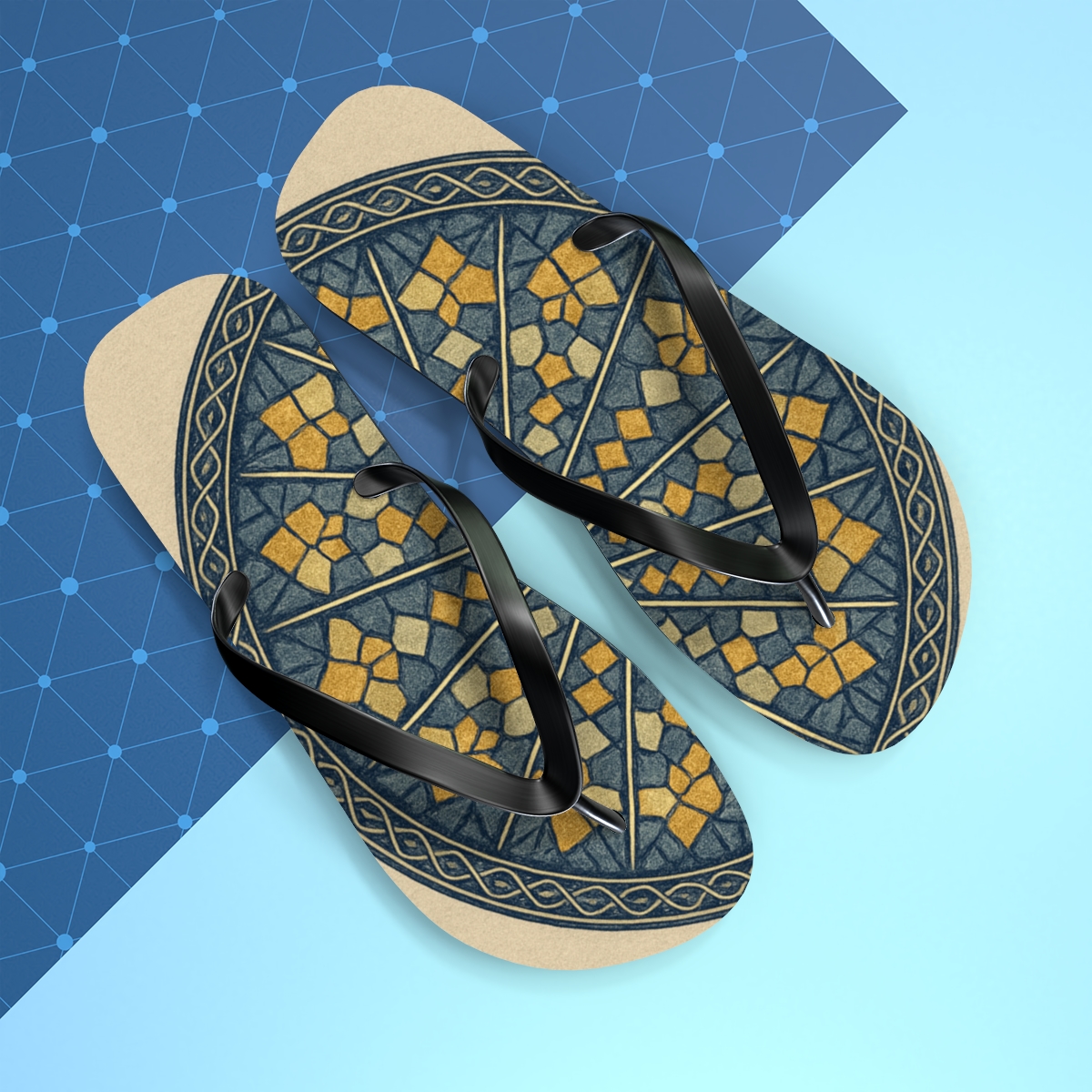 Fractal Spoke Mosaic stylish summer flip flops