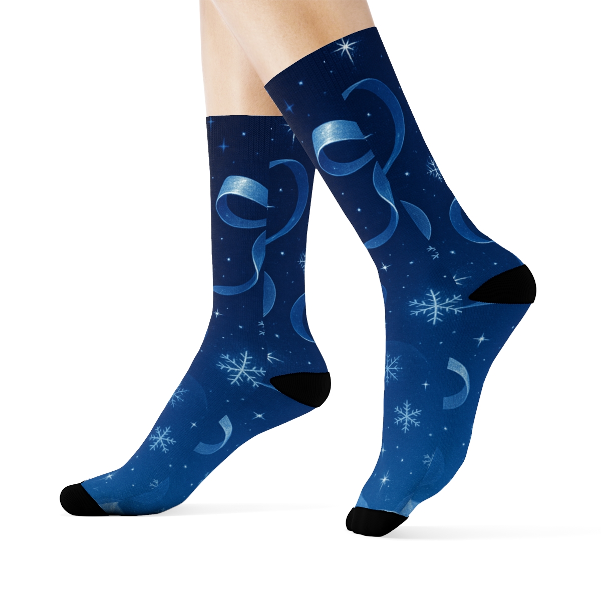 Winter Starlit Gift Ribbon unique printed socks