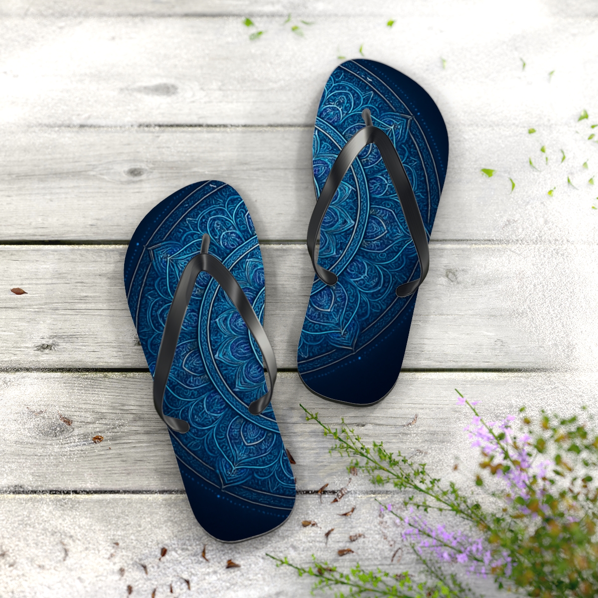 Prismatic Orbit Filigree Mandala custom flip flops