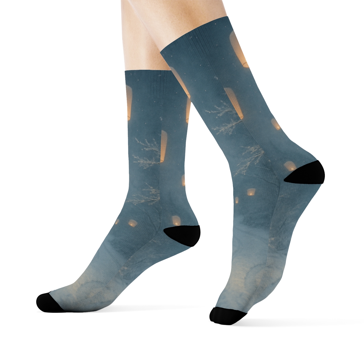 Midwinter Lantern Frostveil unique printed sockscustom socks