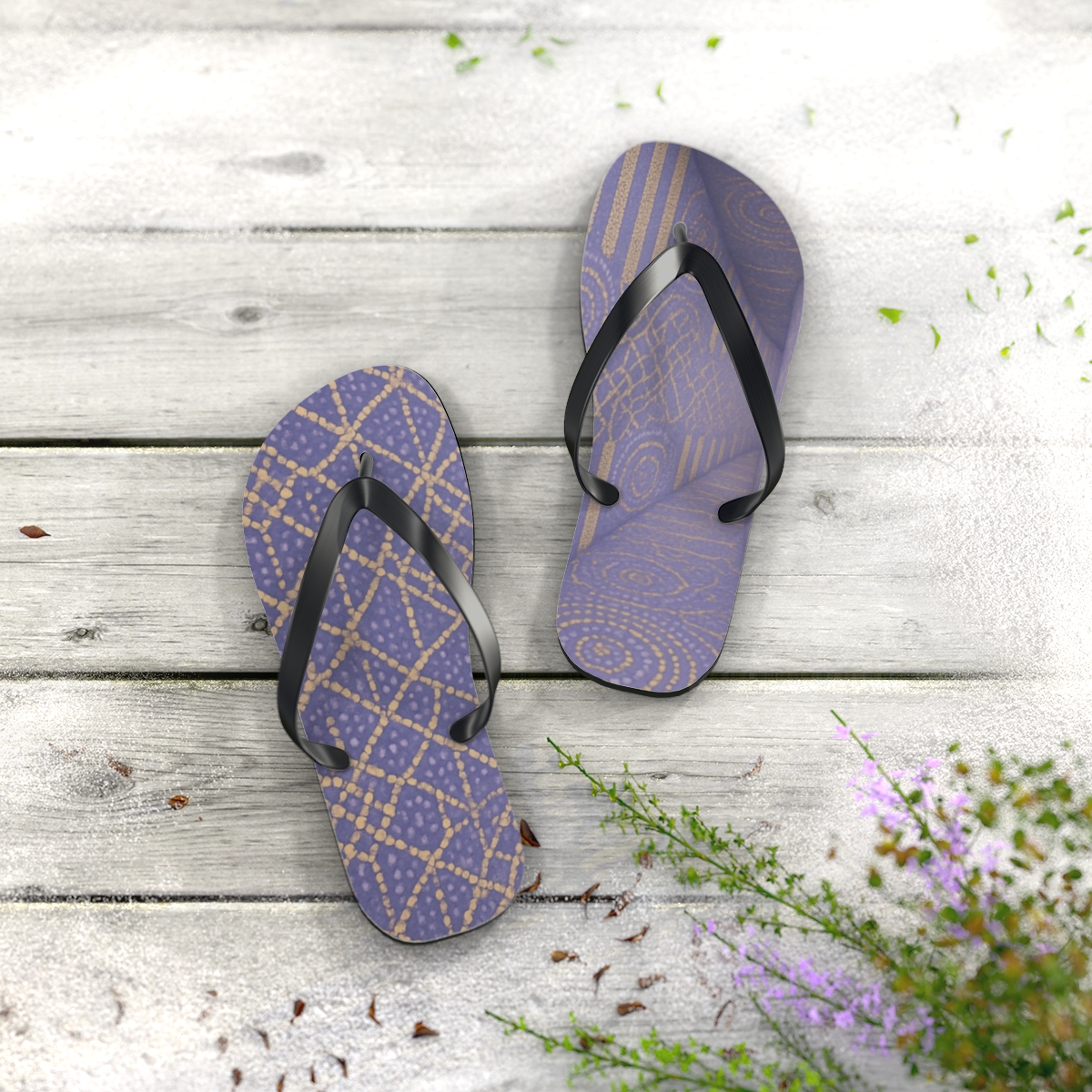 Lavender Lattice Breeze Flip Flops