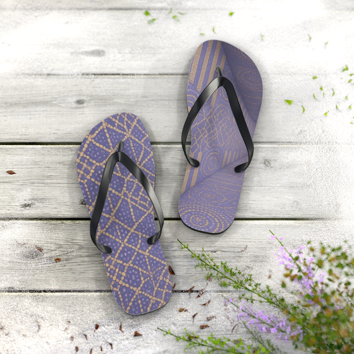 Lavender Lattice Breeze Flip Flops