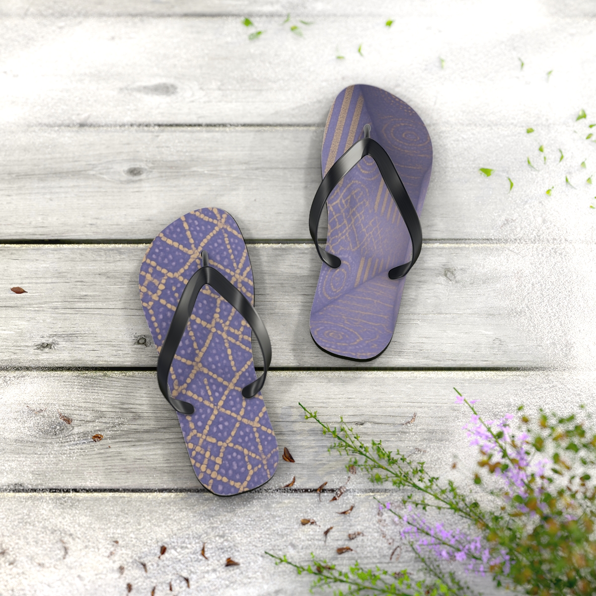 Lavender Lattice Breeze Flip Flops