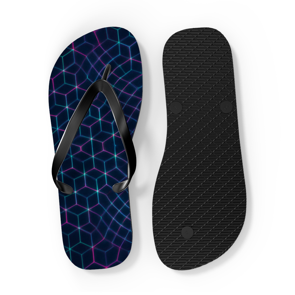 Moire Lattice Flux Tapestry designer logo flip flops