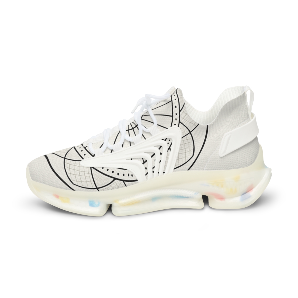 Monochrome Orbital Lattice Mandala stylish casual sneakers